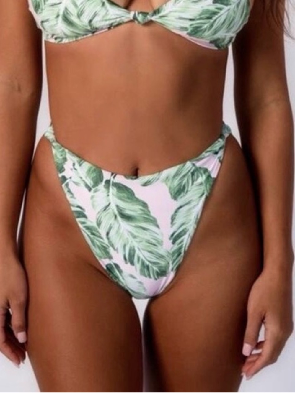 Skatie salty bikini bottom with Green Palm Leaf BEVERLY / RODEO pattern